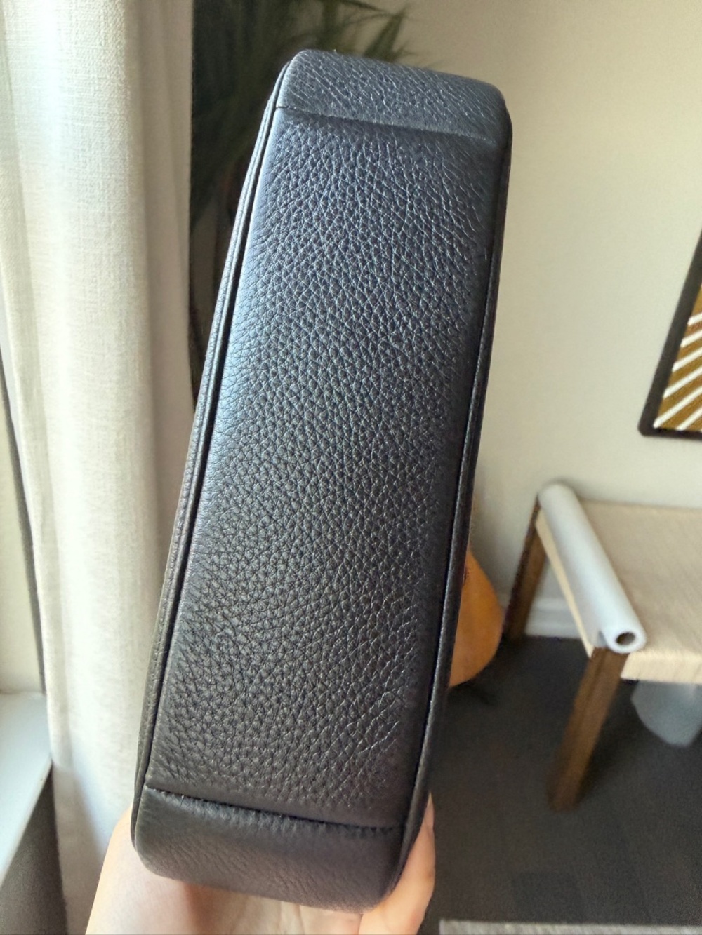 Coach Black Teri Pebbled Leather Shoulder Bag with Gold Hardware - Picture 6 of 6